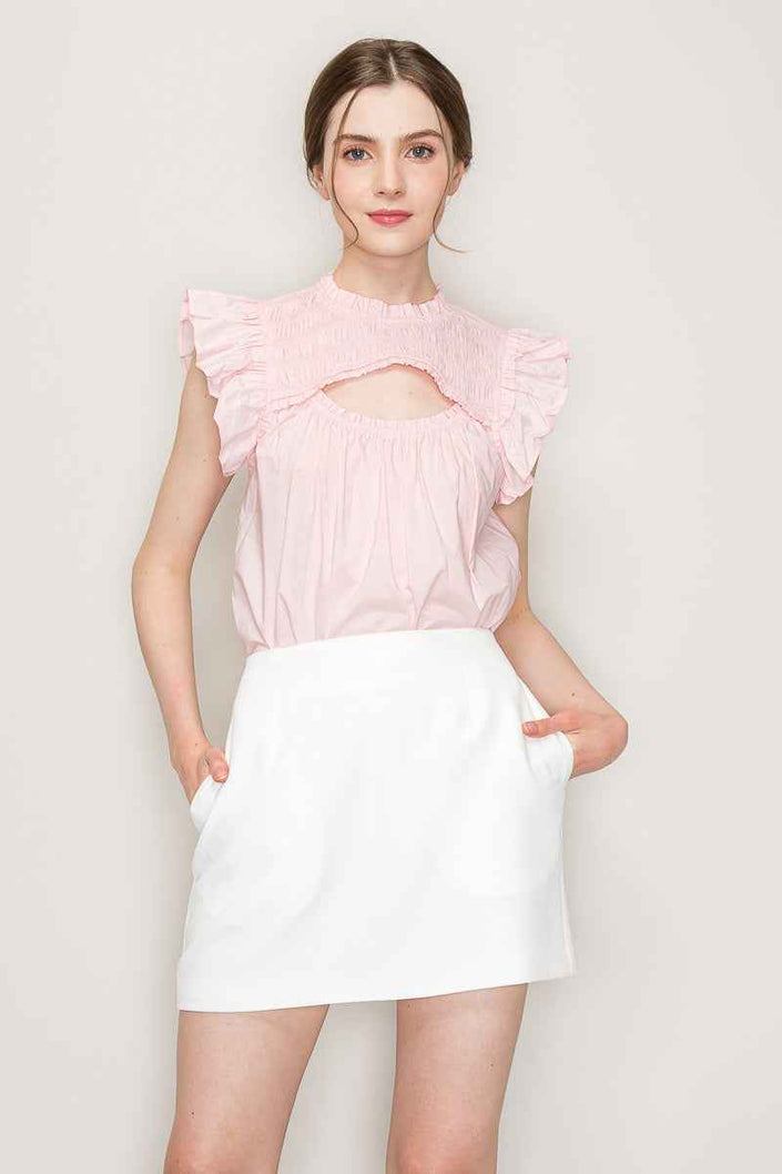 Cut out top with flutter sleeve