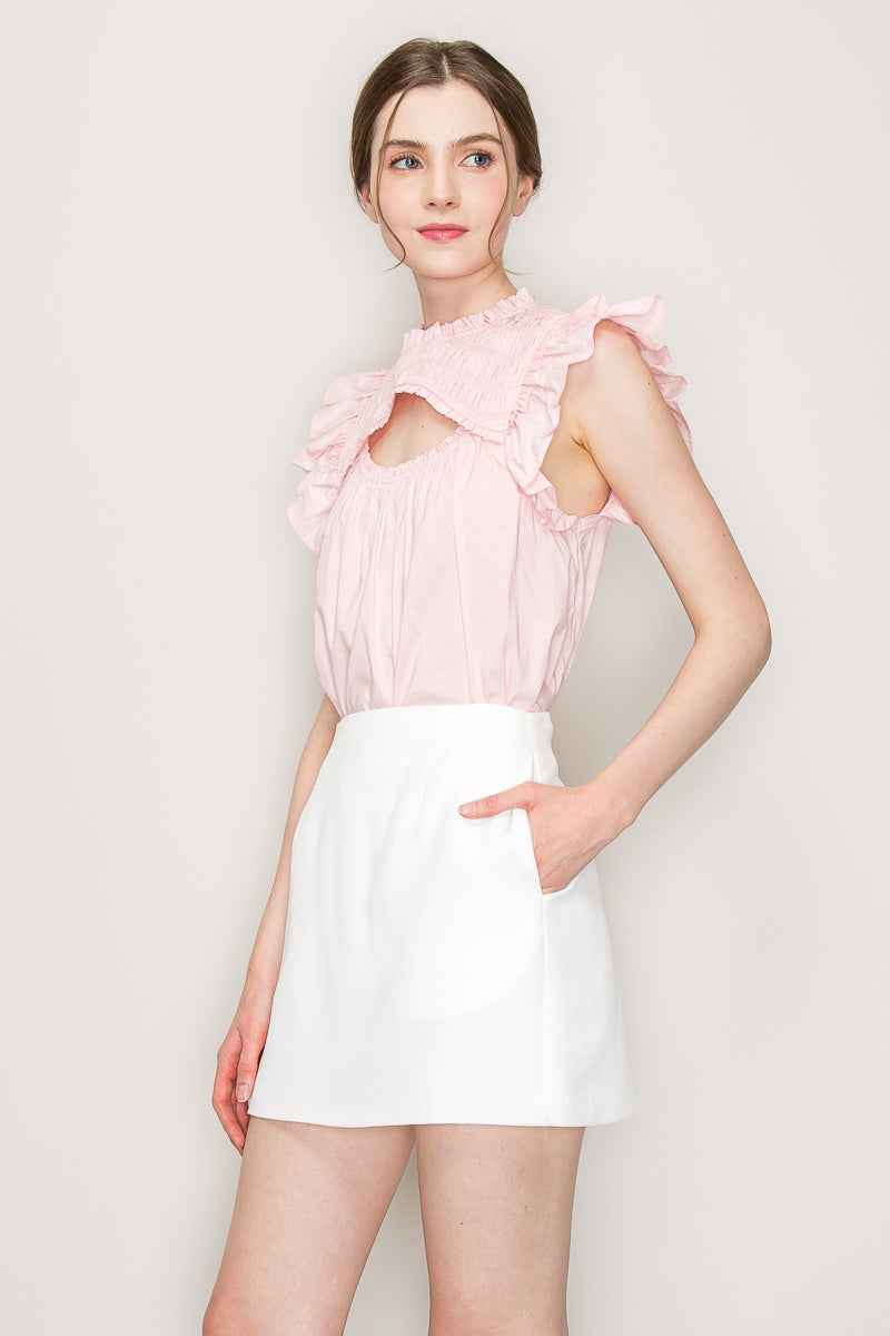 Cut out top with flutter sleeve