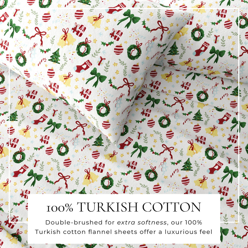 4-Piece Turkish Cotton Christmas Flannel Sheet - Whittaker Collection
