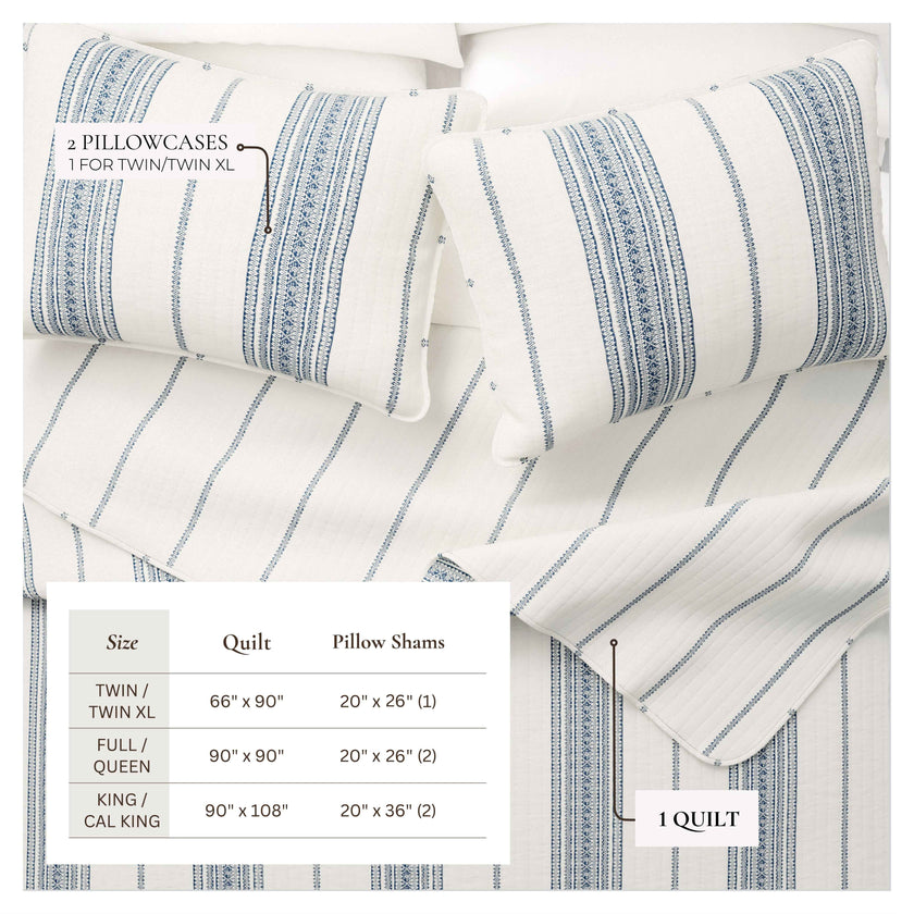 3-Piece Stripe Quilt - Wesley Collection