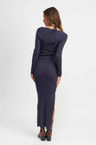 Emory Park long sleeve halter maxi dress with a back slit for a stylish and elegant look
