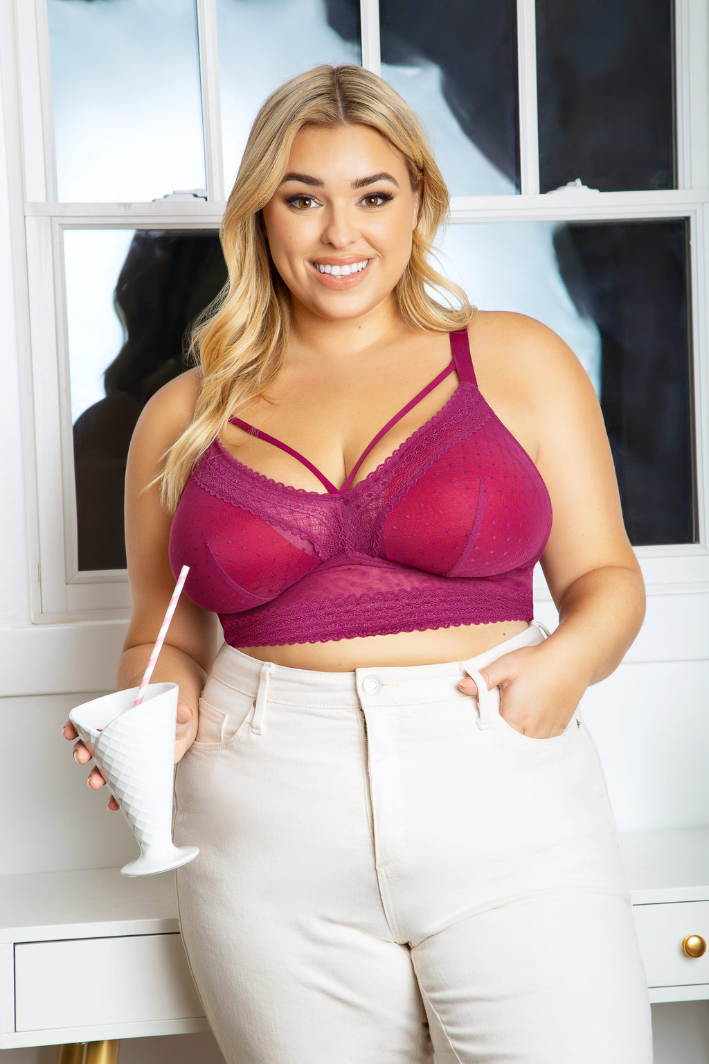 Mia Wire-Free Full Bust Padded Bralette - Blackberry