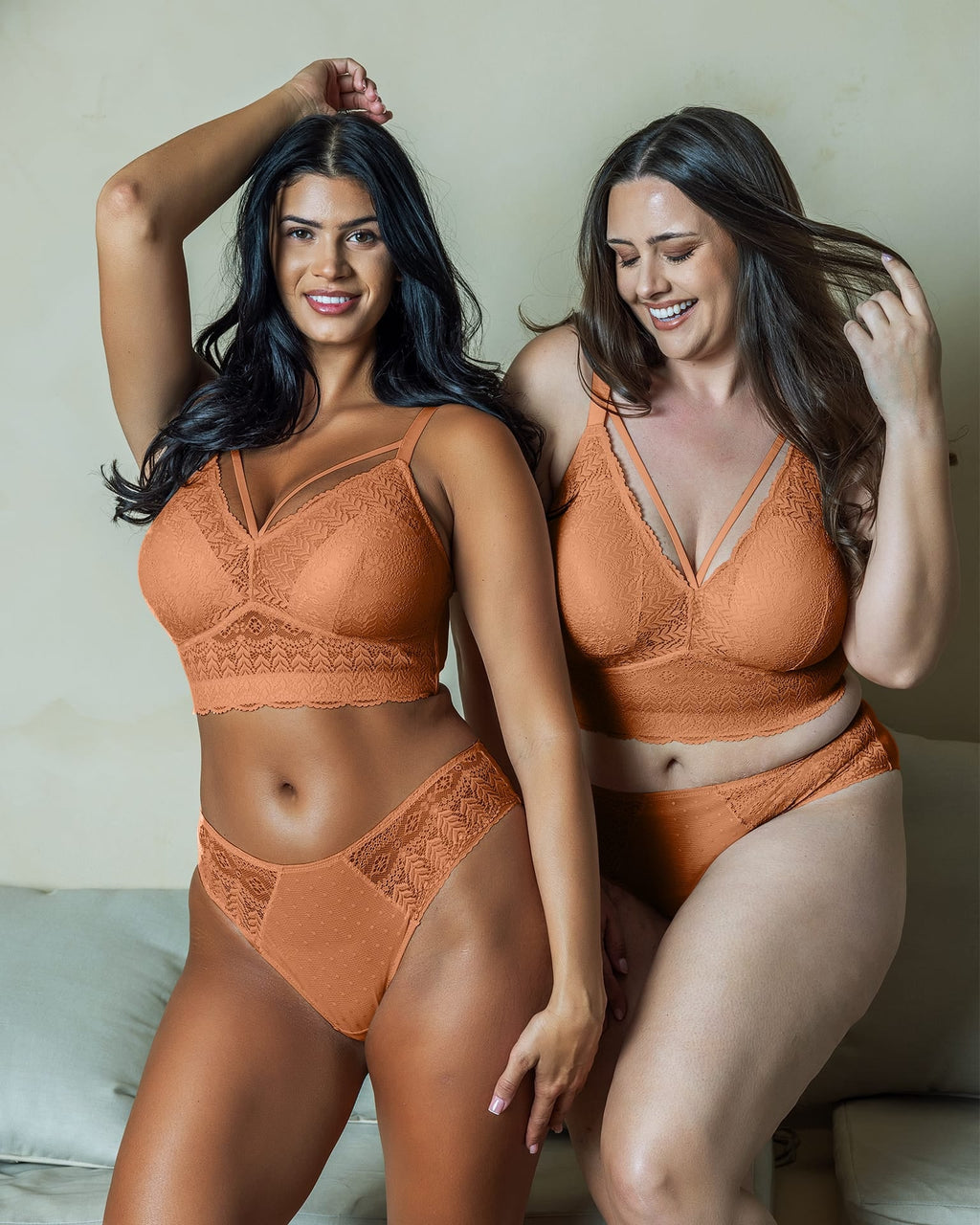 Mia Wire-Free Full Bust Lace Bralette - Cork