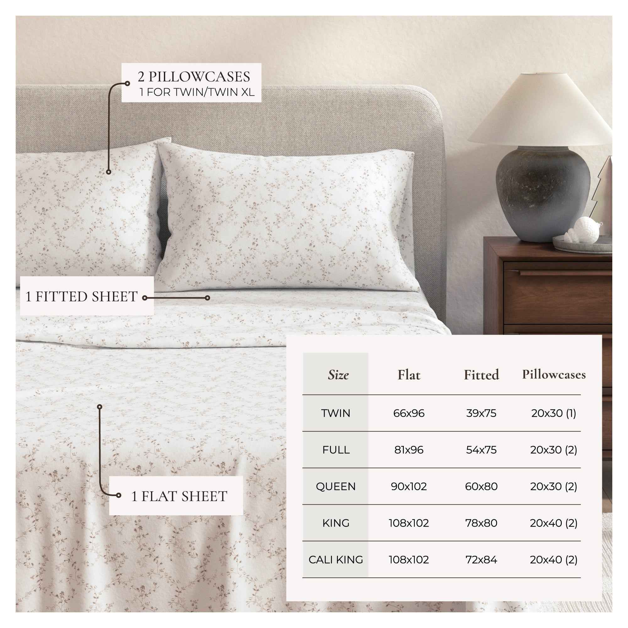 Turkish Cotton Flannel Sheet Set - Winter Floral Collection