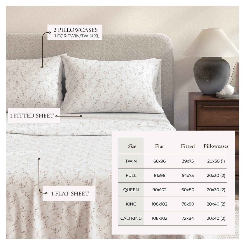 Turkish Cotton Flannel Sheet Set - Winter Floral Collection