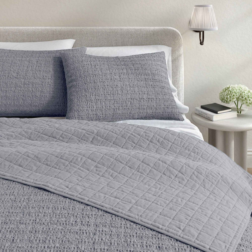 100% Cotton Honeycomb Waffle Garment Washed Quilt Set - Genevieve Collection