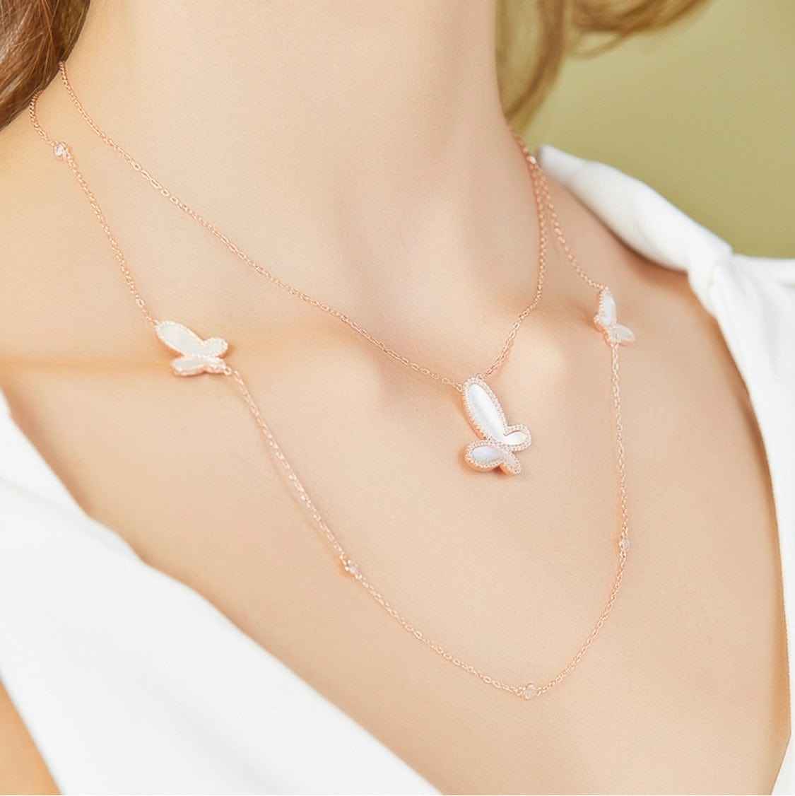 Red Agate w/ 18k Gold & Cubic Zirconia Butterfly Necklace Jewelry