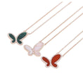 Silver Mother of Perl & Cubic Zirconia Butterfly Necklace Jewelry
