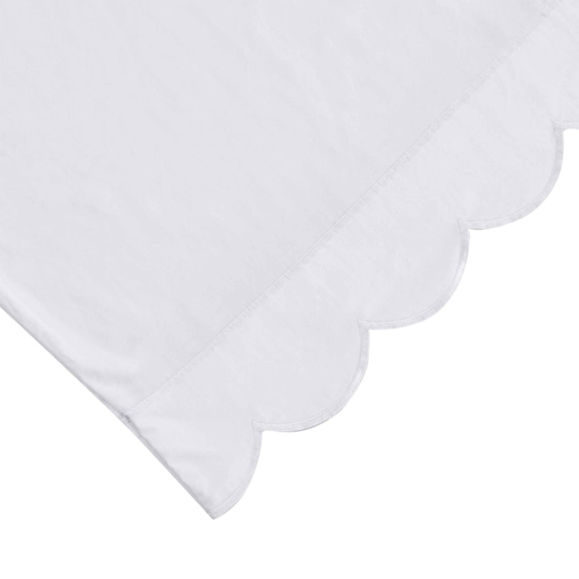 Scallop Frame Embroidered Cotton Percale Pillowcase Pair