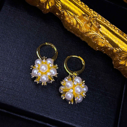 Pearl Pom Pom Earrings