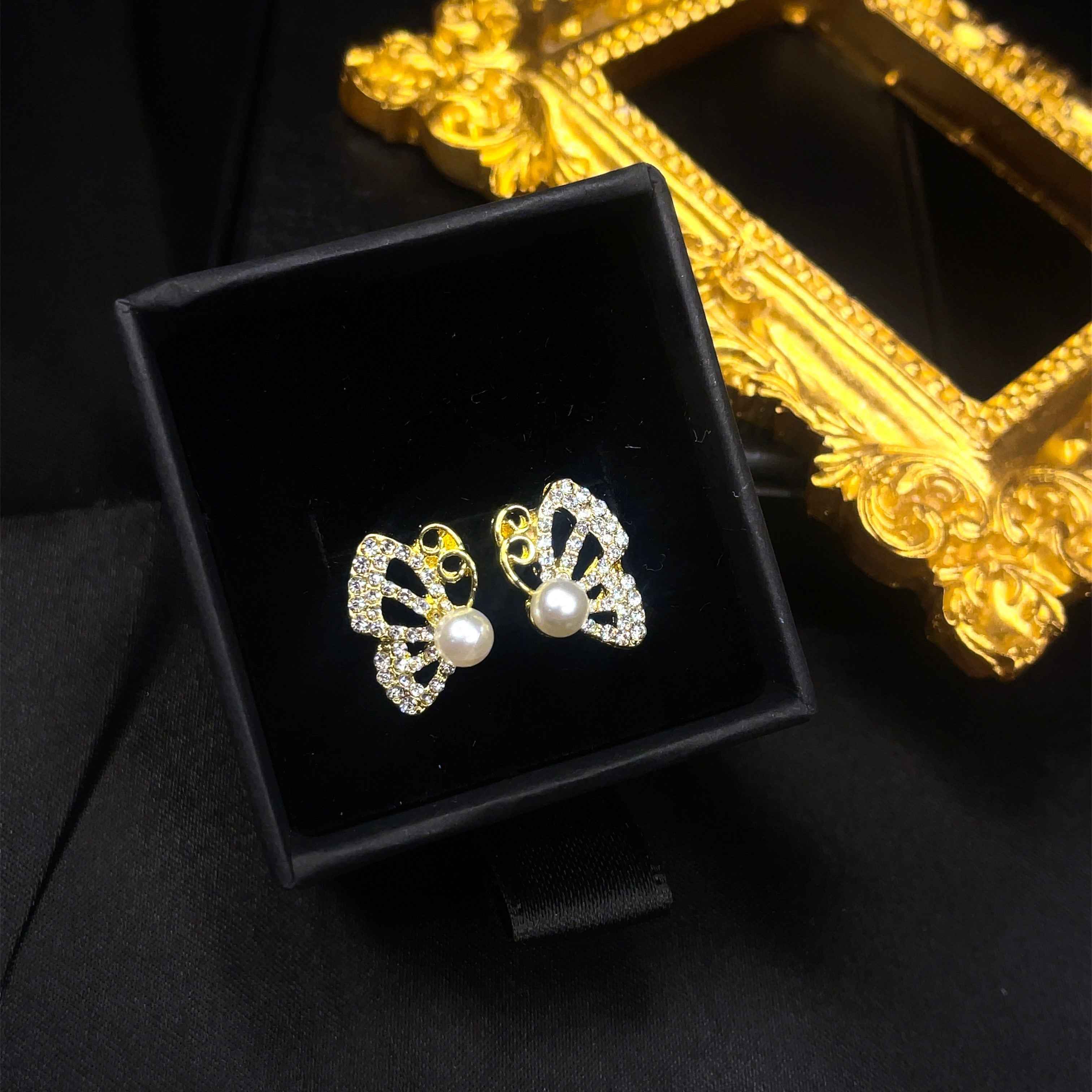 Half Butterfly Pearl Studs