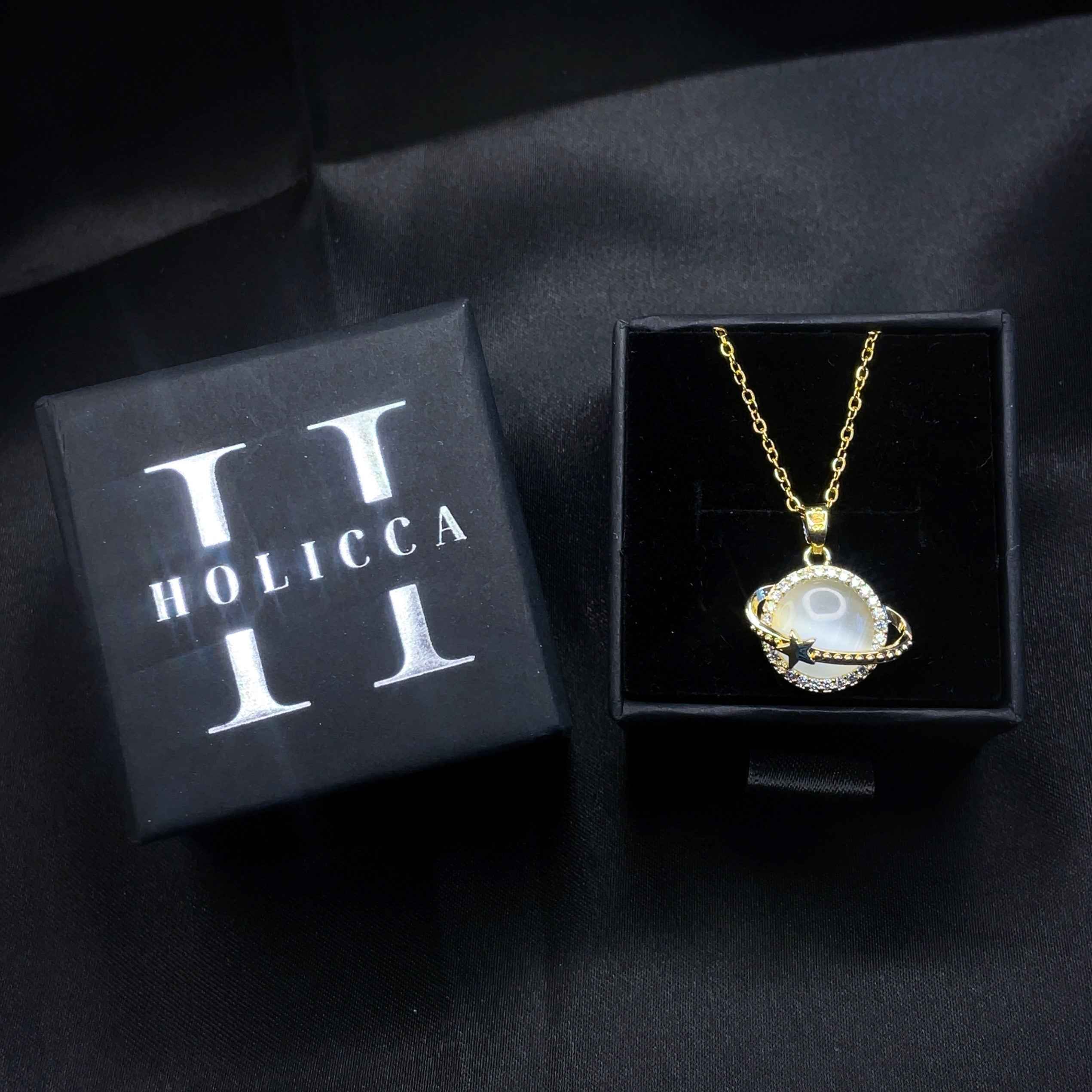 Planet Saturn Opal Necklace