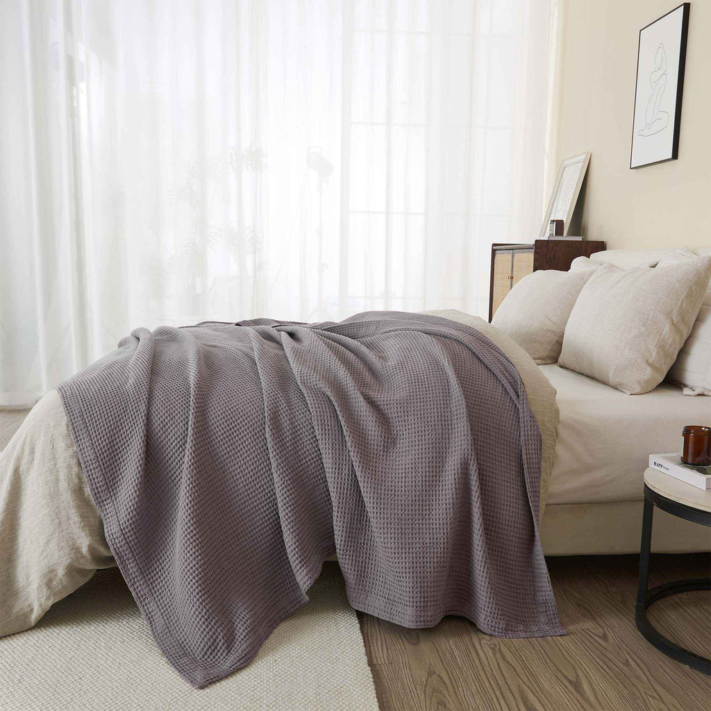 100% Cotton Waffle Weave Blanket - Mikala Collection