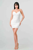 LUX TECHNO EMBELLISHED STRAP BODYCON MINI DRESS