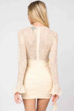 LUXE LACE V-NECK MESH SIDE DRAPED MINI DRESS