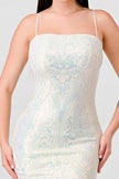ENCHANTING PATTERN SEQUINS EMBELLISHED BACK SLIT MIDI DRESS