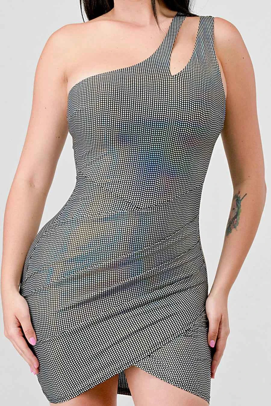 HOLOGRAM METALLIC KNIT ONE SHOULDER