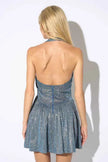 Metallic Glitter Halter Mini Dress