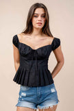 Eleganza Off-Shoulder Cotton Peplum Top