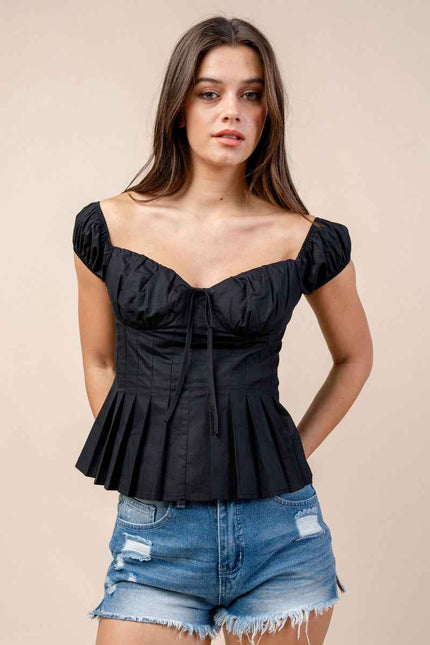 Eleganza Off-Shoulder Cotton Peplum Top