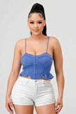 SUPER SOFT SCUBA SIDE FRILLED CAMI BODYSUIT
