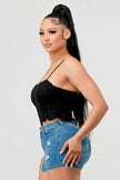 SUPER SOFT SCUBA SIDE FRILLED CAMI BODYSUIT