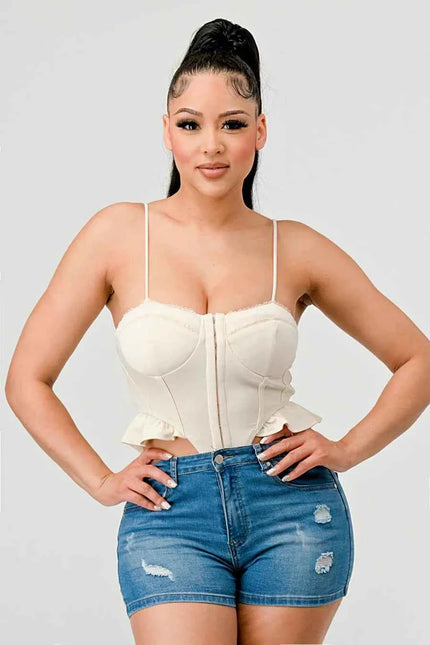 SUPER SOFT SCUBA SIDE FRILLED CAMI BODYSUIT
