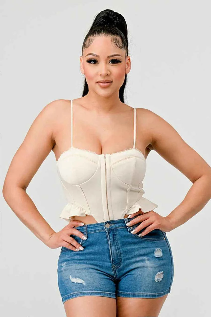 SUPER SOFT SCUBA SIDE FRILLED CAMI BODYSUIT