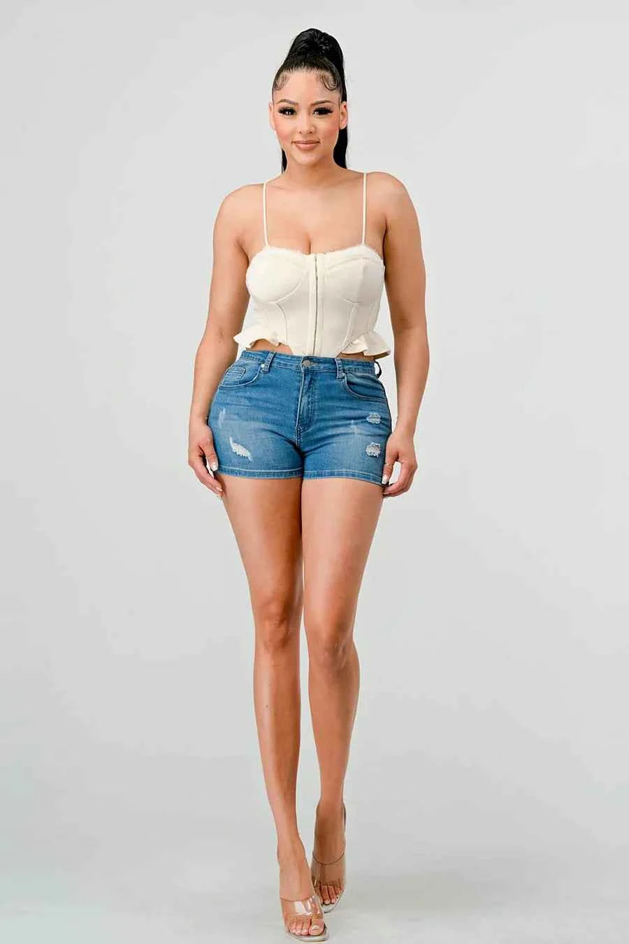 SUPER SOFT SCUBA SIDE FRILLED CAMI BODYSUIT