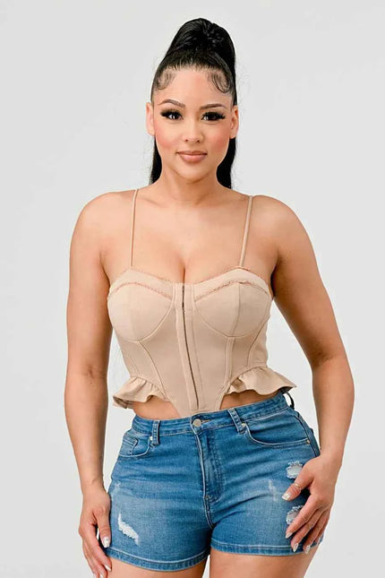 SUPER SOFT SCUBA SIDE FRILLED CAMI BODYSUIT