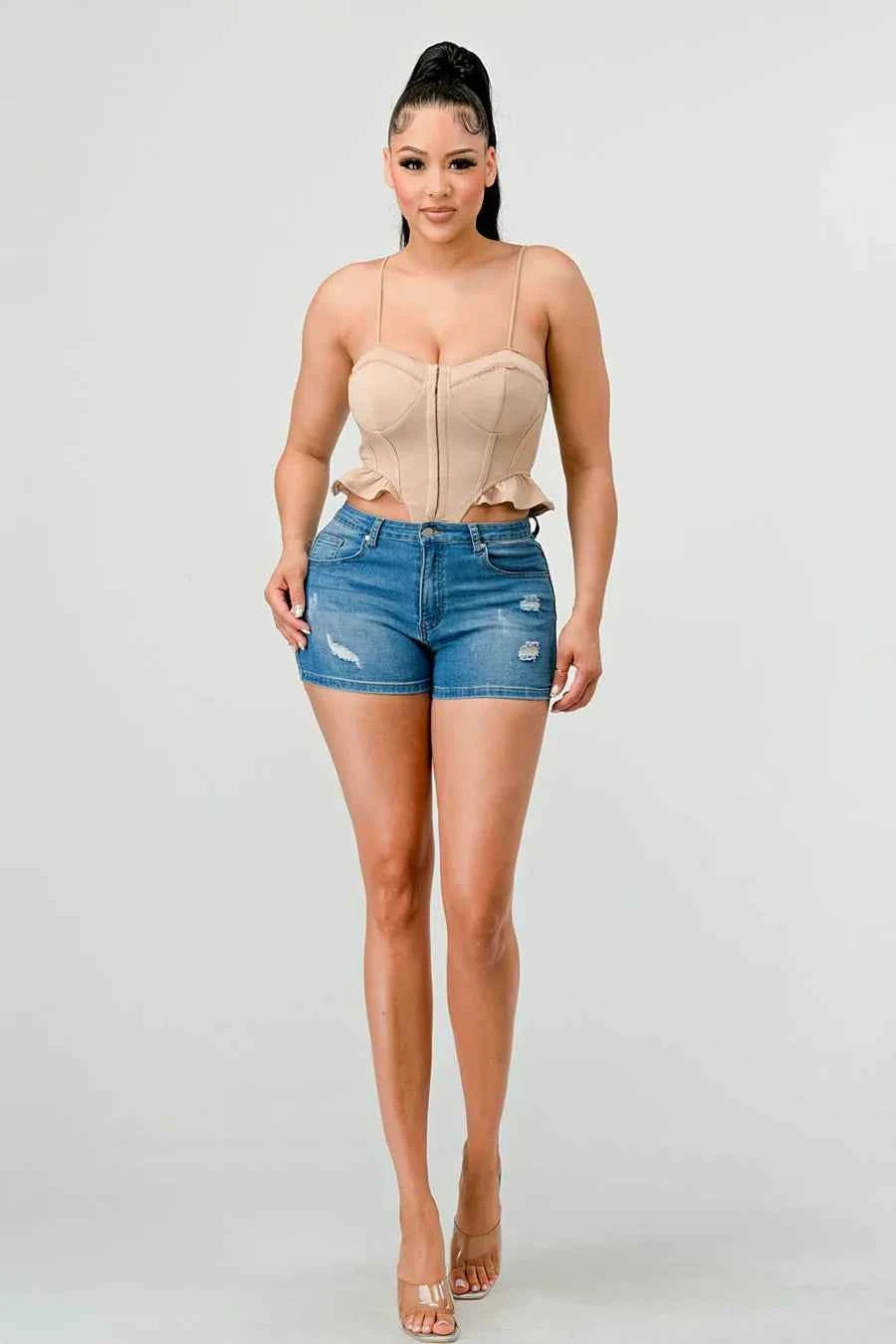 SUPER SOFT SCUBA SIDE FRILLED CAMI BODYSUIT