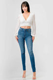 Luxe Lace Sequin Crop Top with Sheer Long Sleeves – Black or White