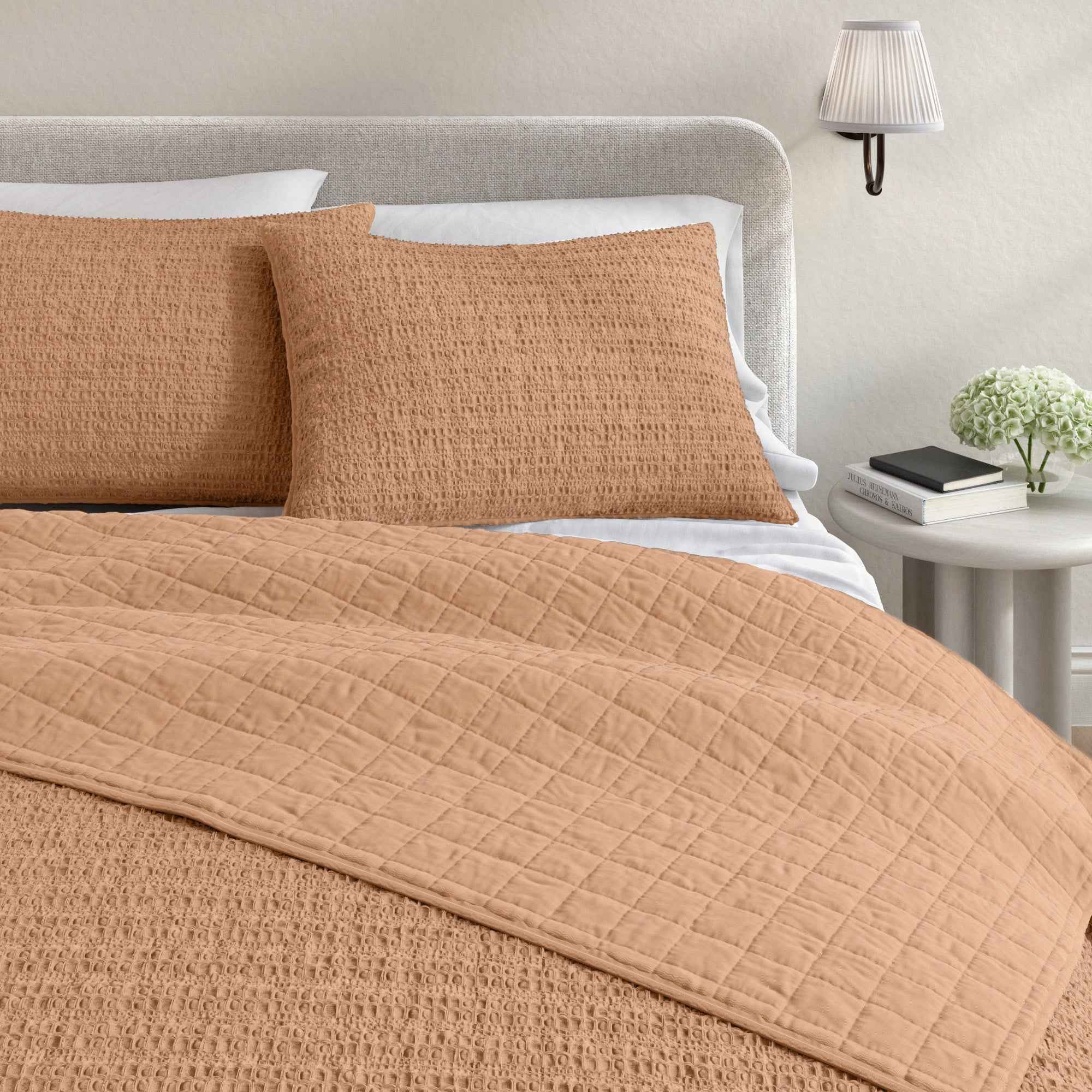 100% Cotton Honeycomb Waffle Garment Washed Quilt Set - Genevieve Collection