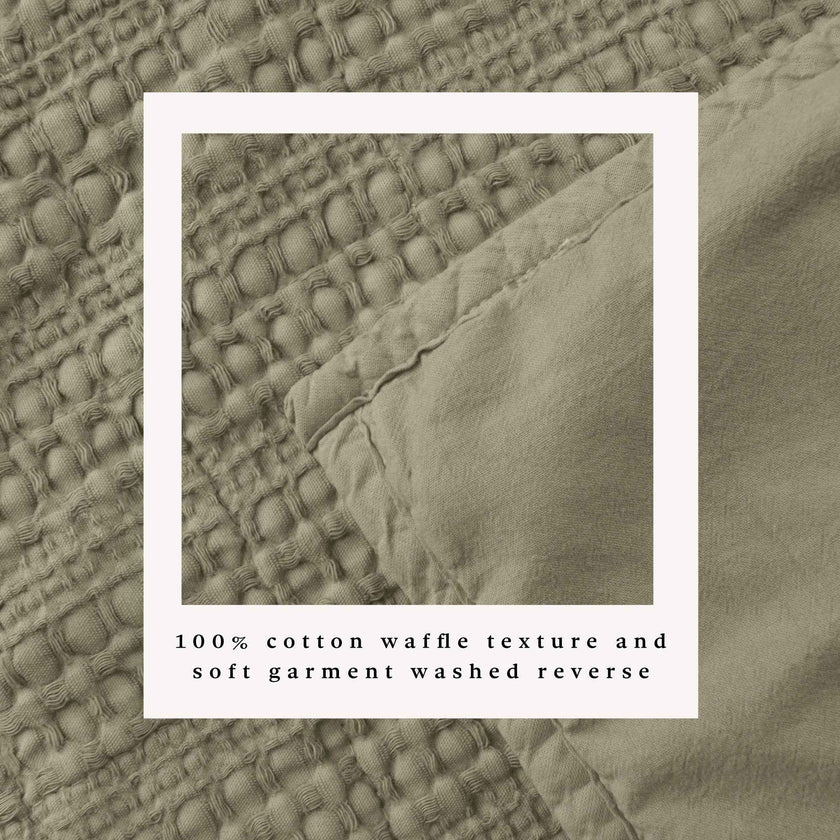 100% Cotton Honeycomb Waffle Garment Washed Quilt Set - Genevieve Collection