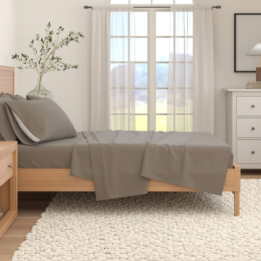 4-Piece Cotton Solid Flannel Sheet - Nordic Collection