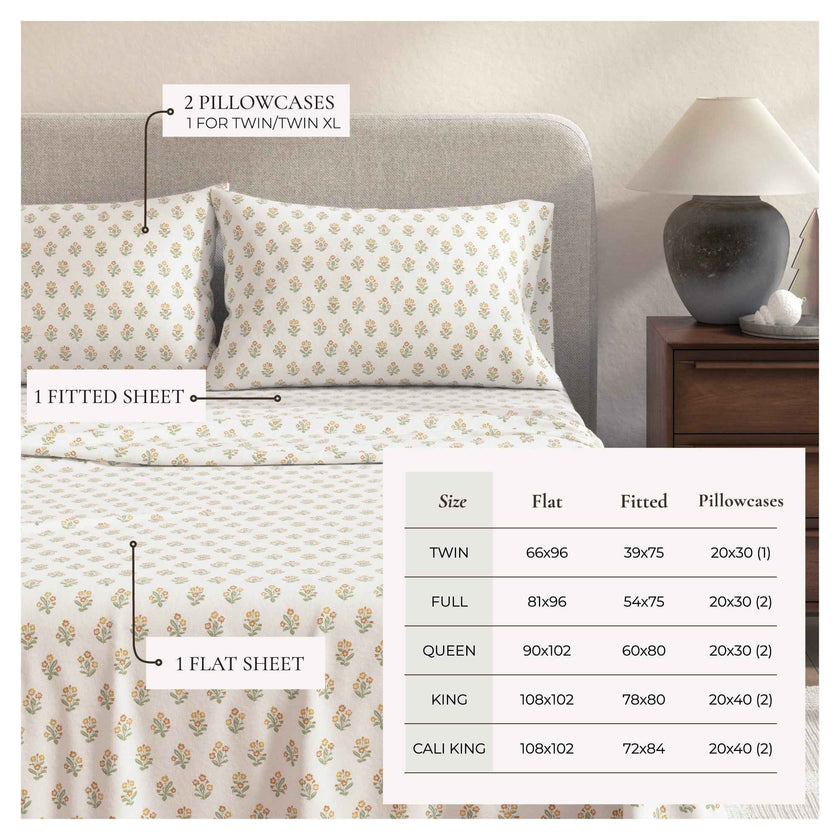 Turkish Cotton Flannel Sheet Set - Winter Floral Collection