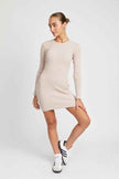 Emory Park ribbed long sleeve mini dress in neutral tone, perfect for casual outings or layered looks