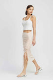 Emory Park ruched drawstring midi skirt in light pink for a stylish and versatile look