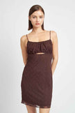 Emory Park Ruched Mini Dress for Women in Burgundy with Adjustable Spaghetti Straps and Cutout Detail