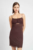 Emory Park Ruched Mini Dress for Women in Burgundy with Adjustable Spaghetti Straps and Cutout Detail