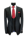 Black Bold Stripe 2-button 3-piece Suit