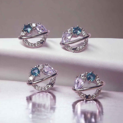 Silver Planet Saturn Earrings