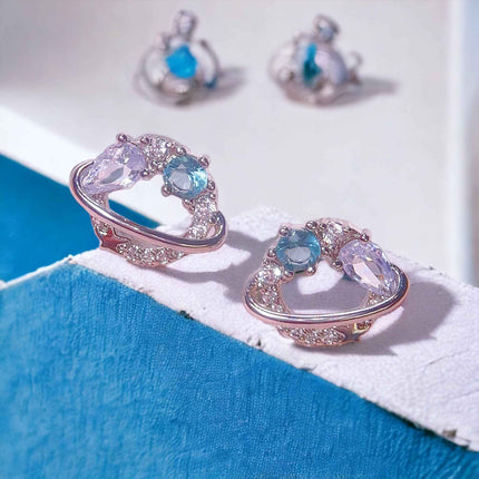 Silver Planet Saturn Earrings