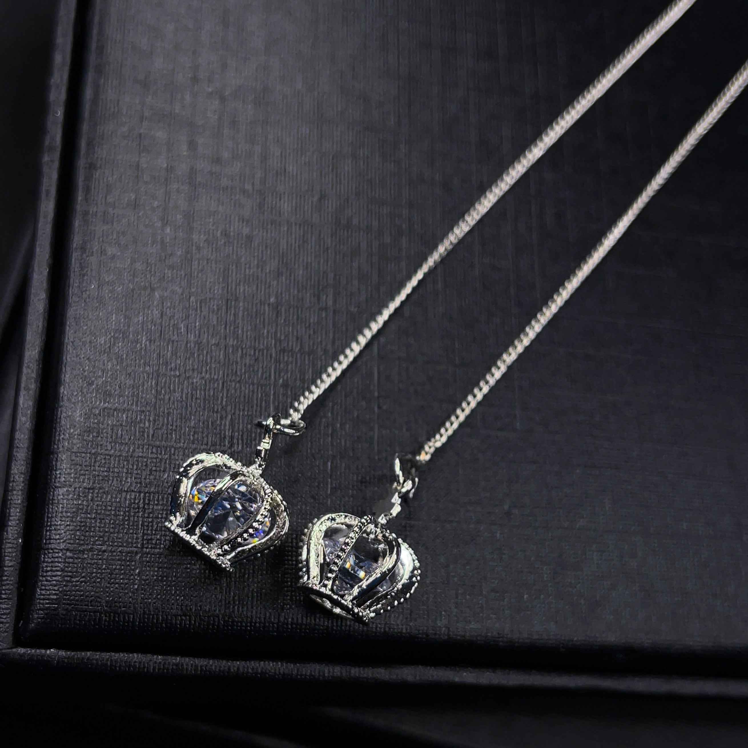 Crown Threader Earrings with Pearl Studs