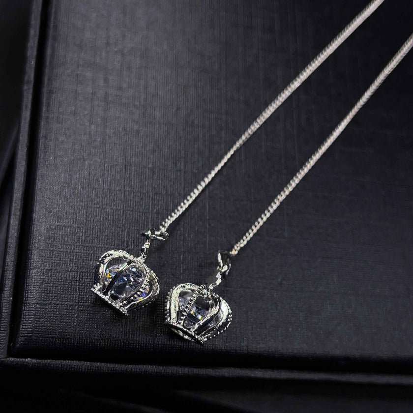 Crown Threader Earrings with Pearl Studs