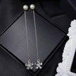 Crystal Flower Threader Earrings with Pearl Studs