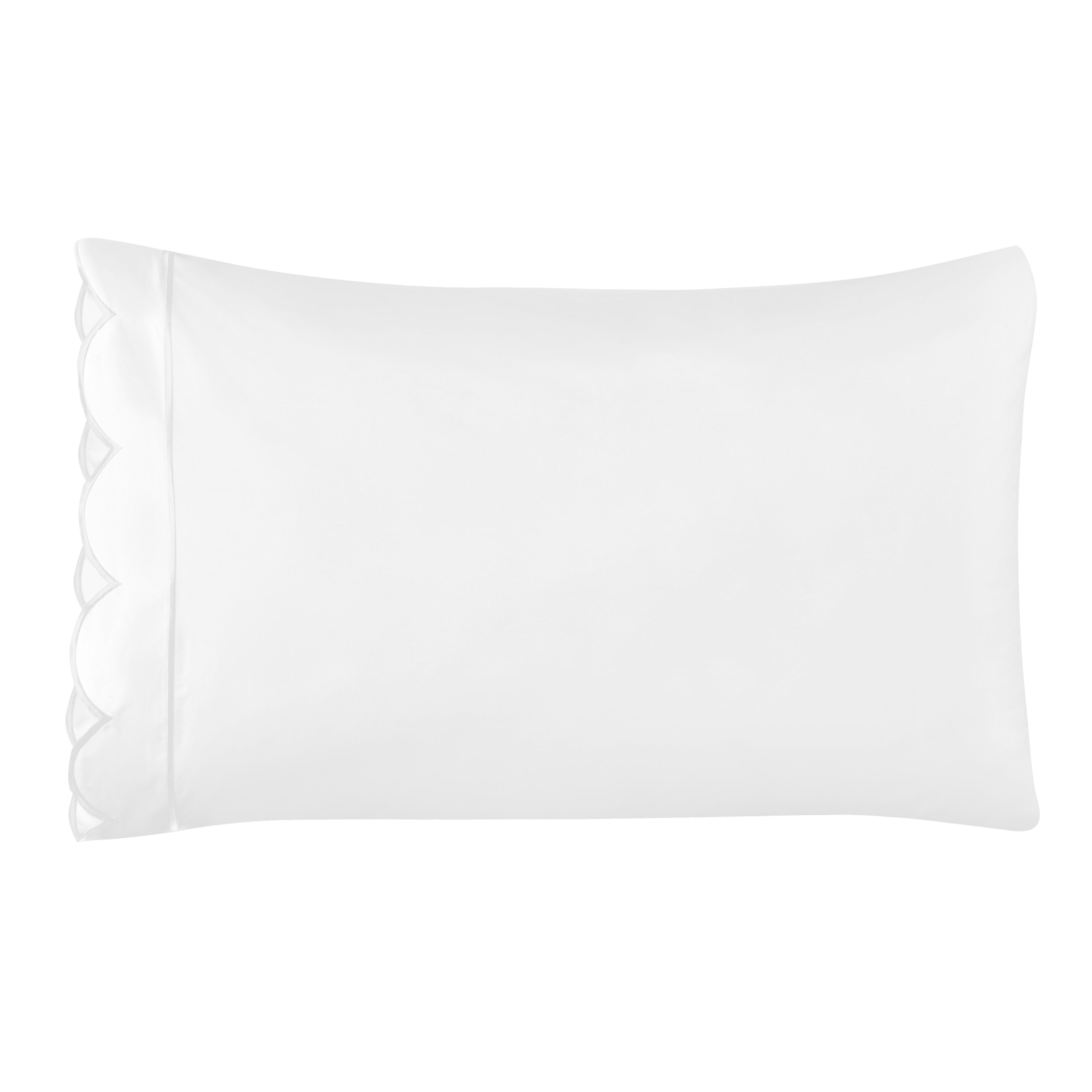 Scallop Frame Embroidered Cotton Percale Pillowcase Pair