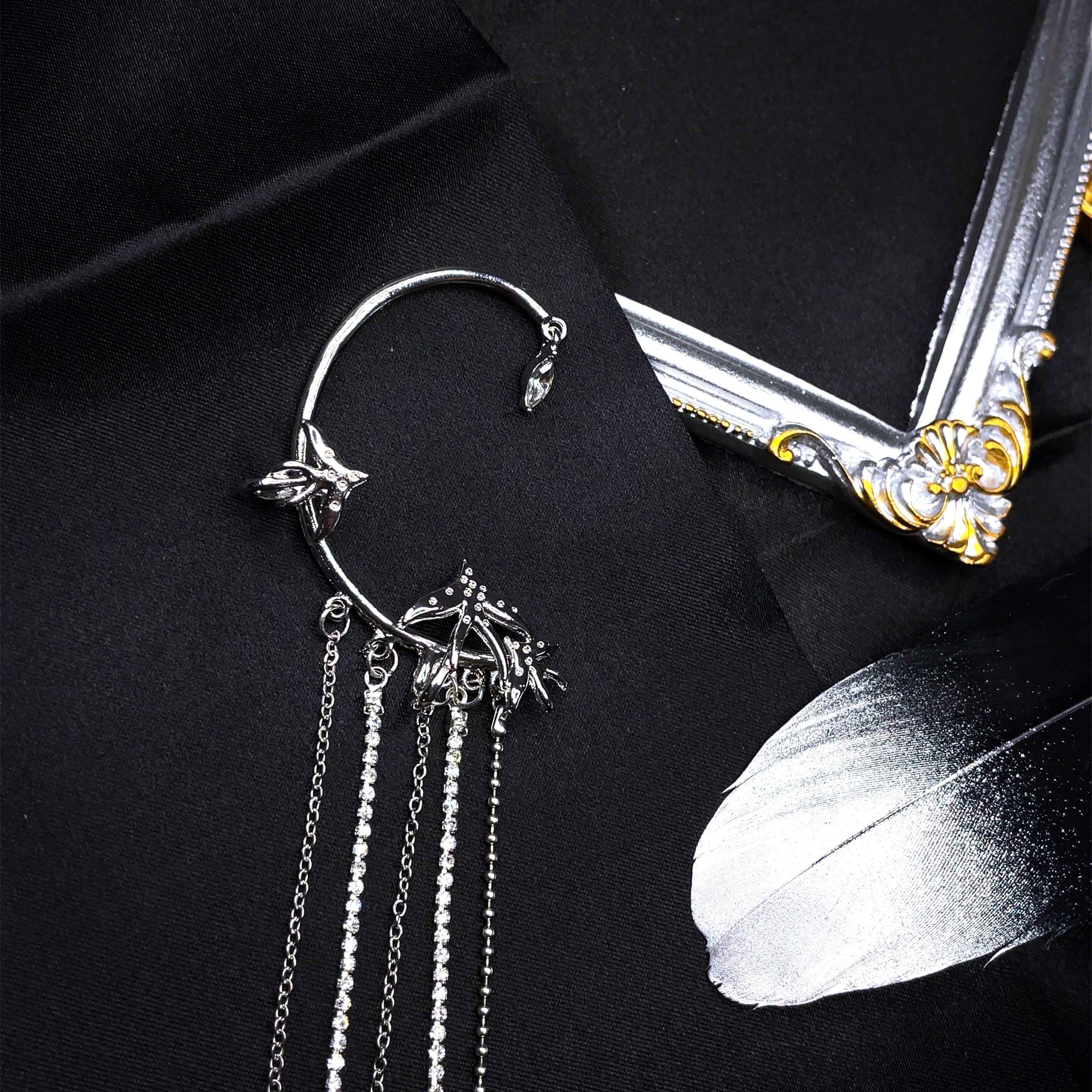 Soar High Swallow Crystal Tassel Ear Wrap
