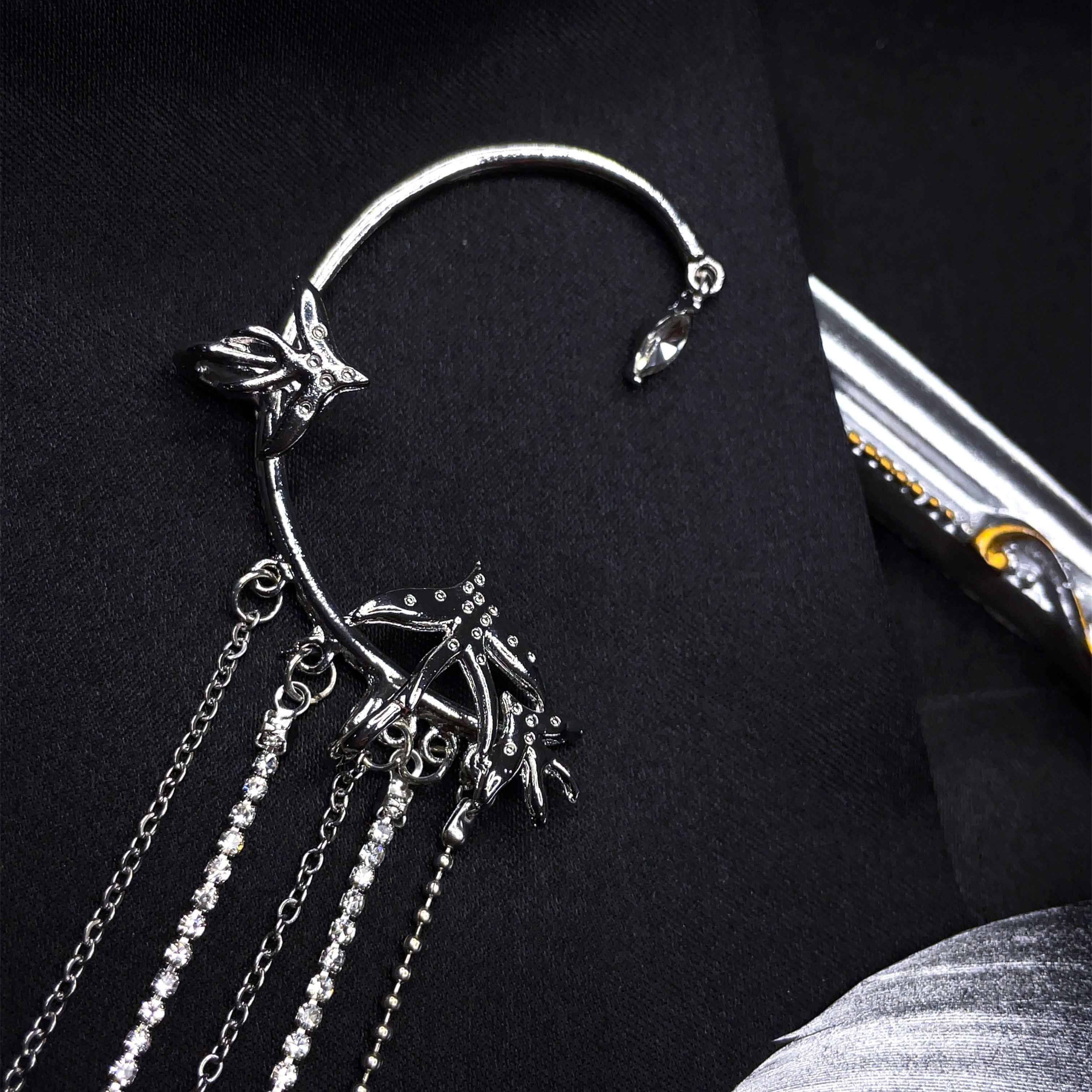 Soar High Swallow Crystal Tassel Ear Wrap