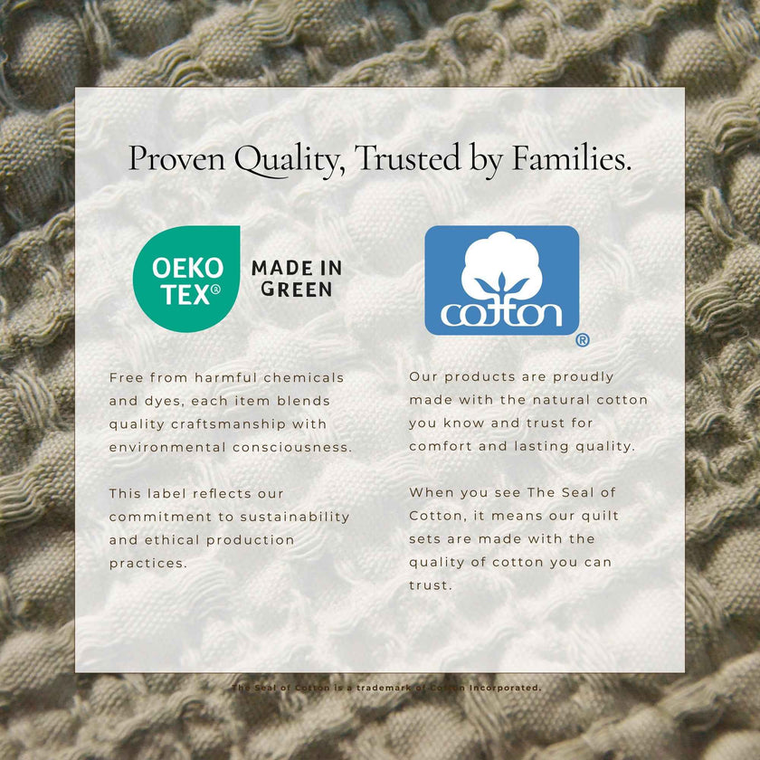 100% Cotton Honeycomb Waffle Garment Washed Quilt Set - Genevieve Collection